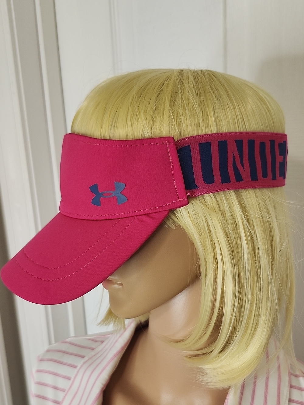 Under Armour Hot Pink Visor with Navy Logo Band